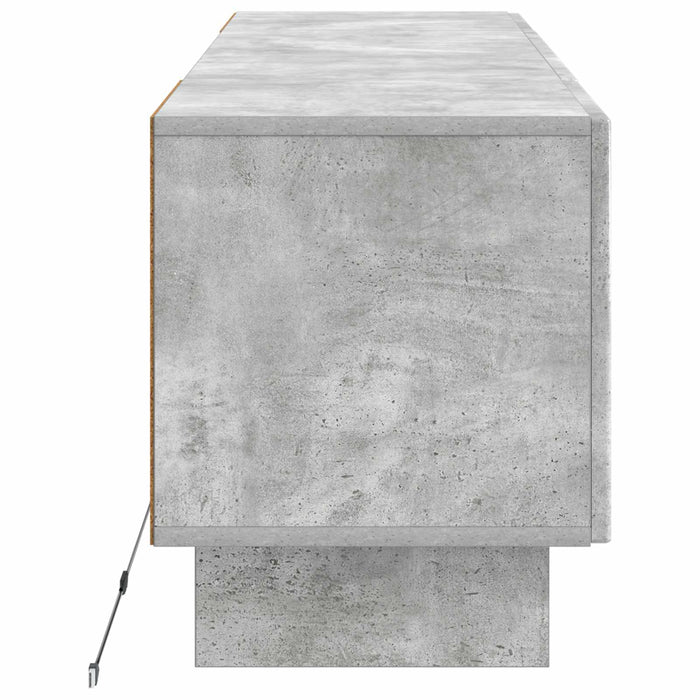 Cabinet TV cu LED Gri Beton Lemn prelucrat WALTI