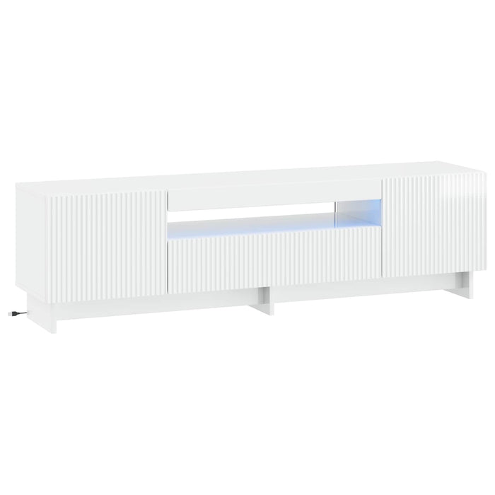 Cabinet TV cu LED Alb foarte lucios Lemn prelucrat WALTI