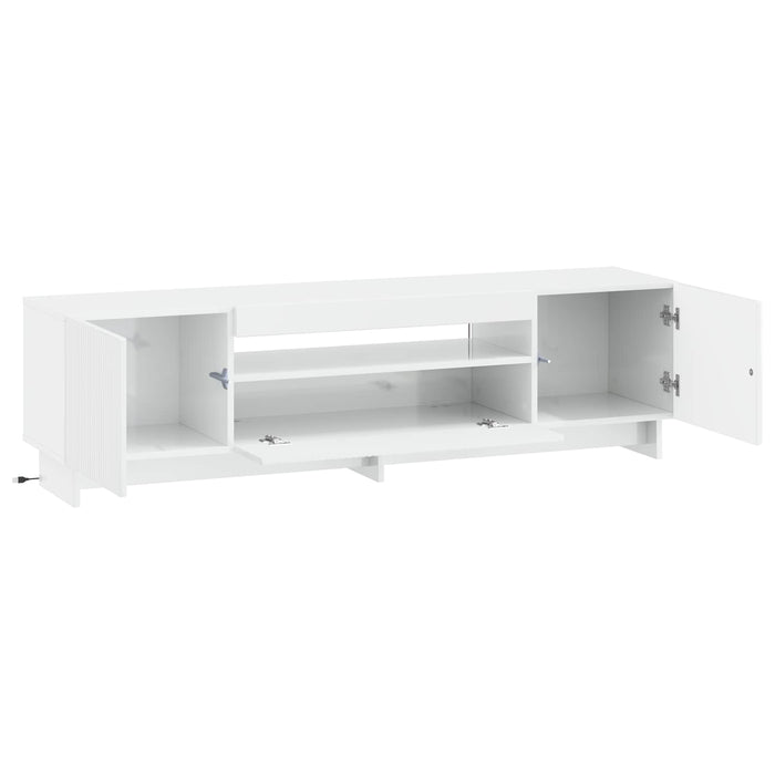 Cabinet TV cu LED Alb foarte lucios Lemn prelucrat WALTI