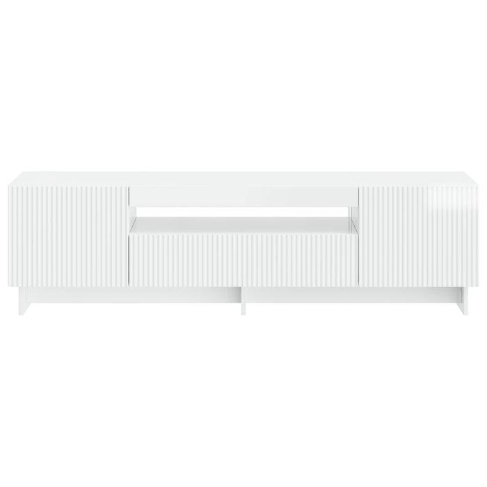 Cabinet TV cu LED Alb foarte lucios Lemn prelucrat WALTI
