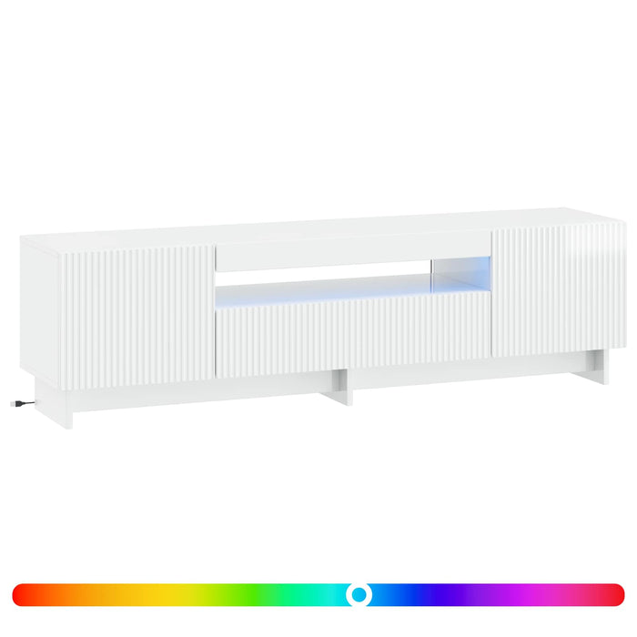Cabinet TV cu LED Alb foarte lucios Lemn prelucrat WALTI