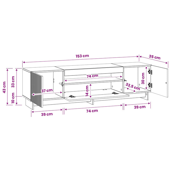 Cabinet TV cu LED Lemn vechi Lemn prelucrat WALTI