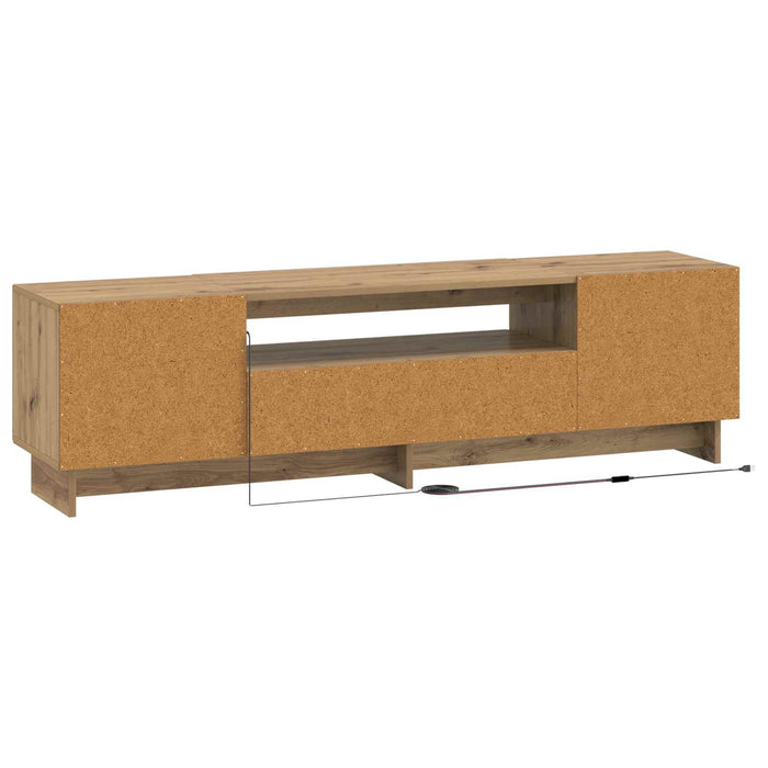 Cabinet TV cu LED Stejar Artizanal Lemn prelucrat WALTI