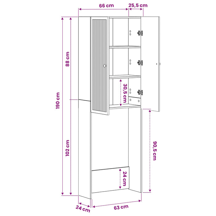 Dulap pentru toaletă EDE Negru 66 x 25,5 x 190 cm WALTI