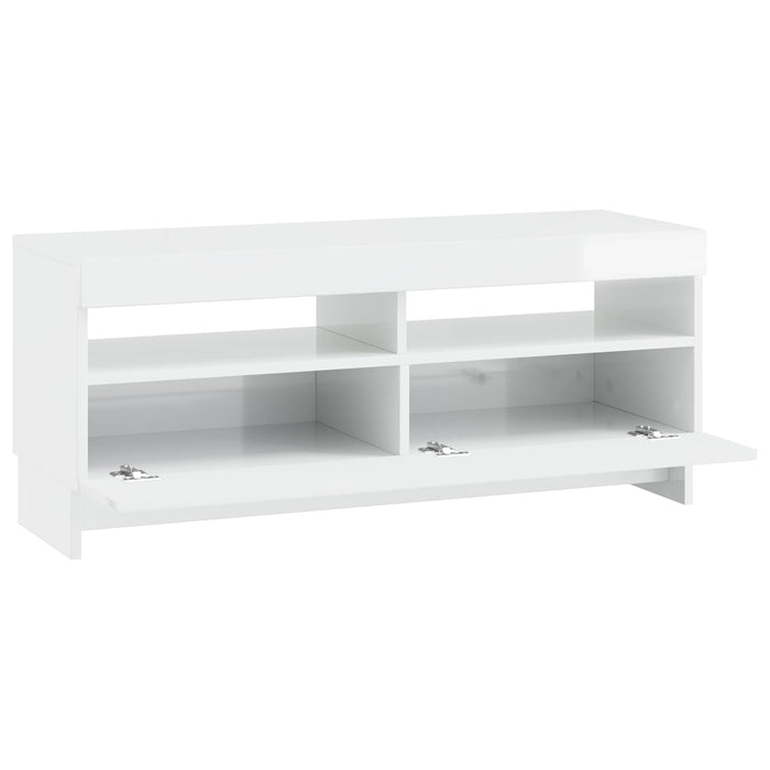 Cabinet TV cu LED Alb foarte lucios Lemn prelucrat WALTI