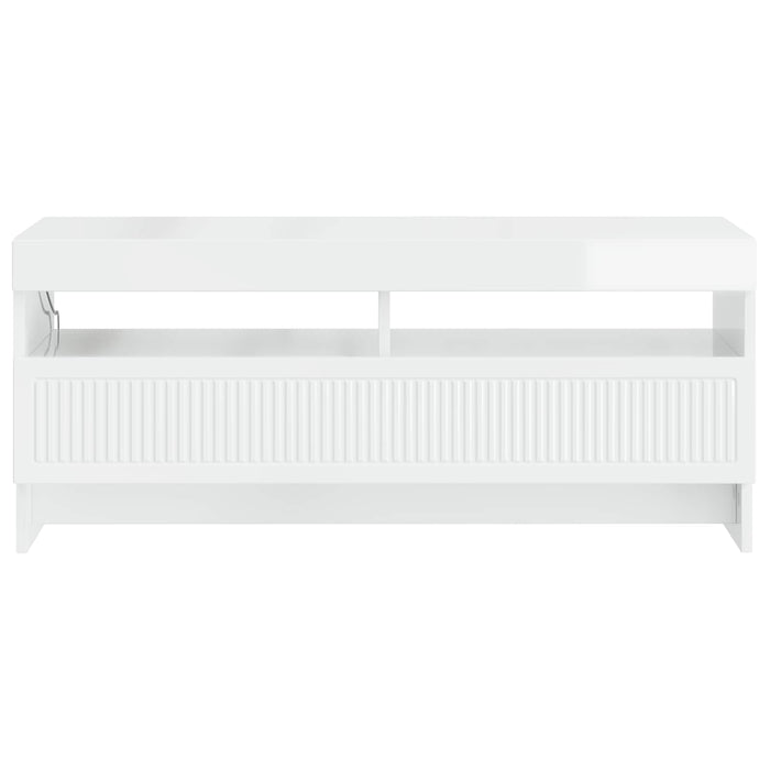 Cabinet TV cu LED Alb foarte lucios Lemn prelucrat WALTI