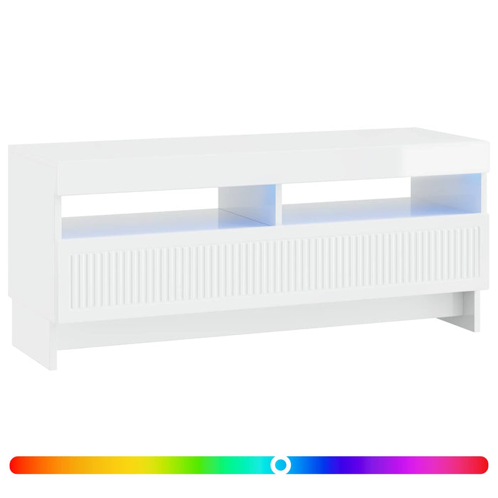 Cabinet TV cu LED Alb foarte lucios Lemn prelucrat WALTI