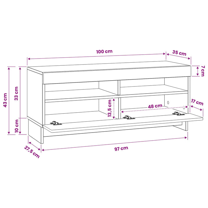 Cabinet TV cu LED Lemn vechi Lemn prelucrat WALTI