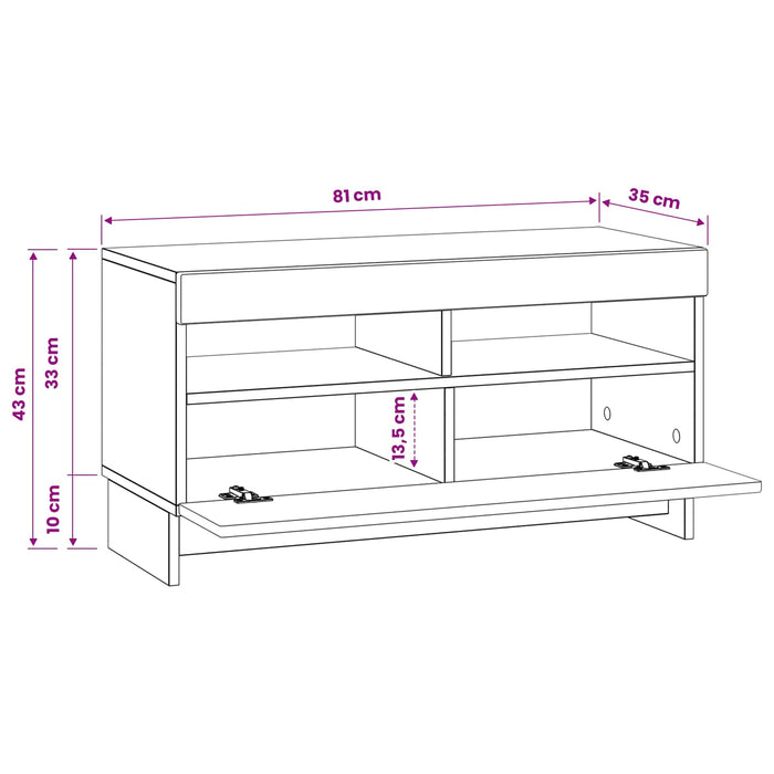 Cabinet TV cu LED Alb Lemn prelucrat WALTI