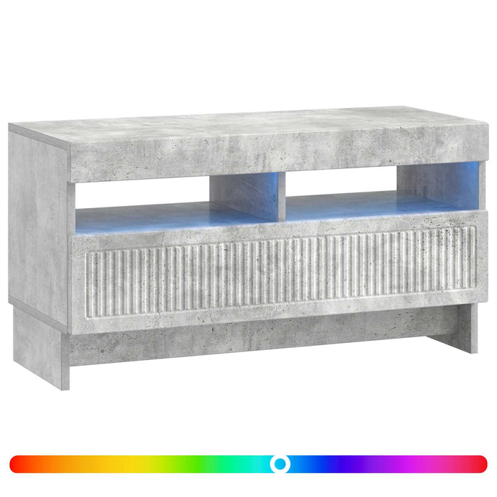 Cabinet TV cu LED Gri Beton Lemn prelucrat WALTI
