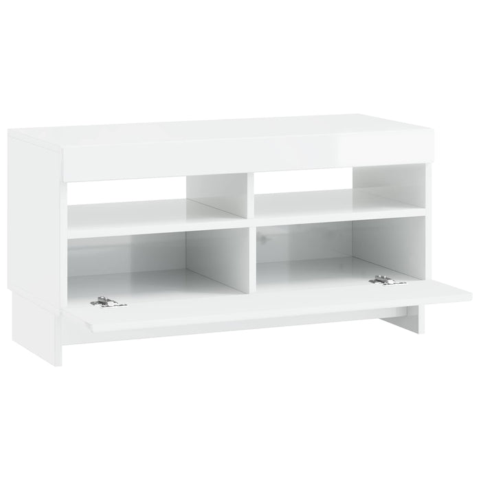 Cabinet TV cu LED Alb foarte lucios Lemn prelucrat WALTI