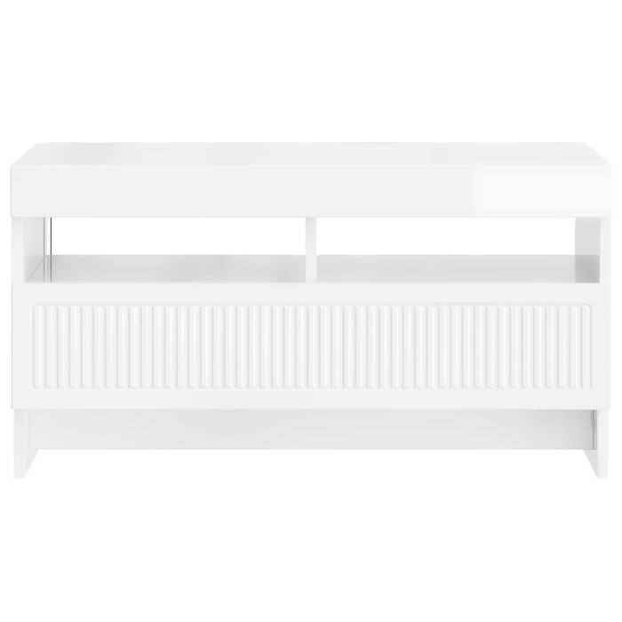 Cabinet TV cu LED Alb foarte lucios Lemn prelucrat WALTI