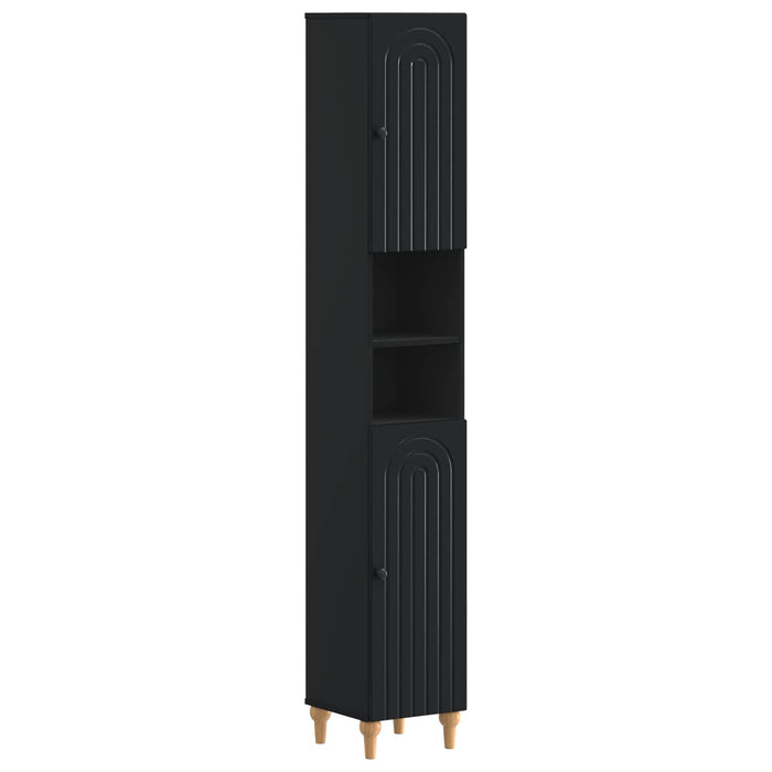 Cabinet de Baie cu Raft Deschis ALKMAAR Negru 30 x 31 x 190 cm WALTI