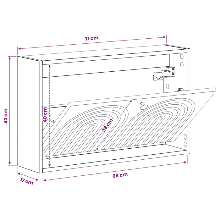 Dulap pentru pantofi montat pe perete ALKMAAR 71 x 17 x 43 cm - WALTI WALTI