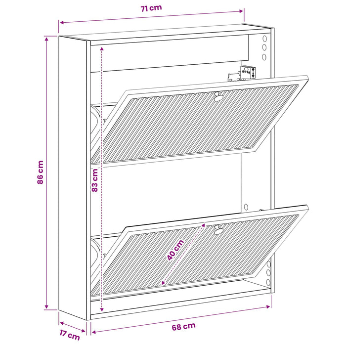 Dulap pentru pantofi montat pe perete ALKMAAR 71 x 17 x 86 cm - WALTI WALTI