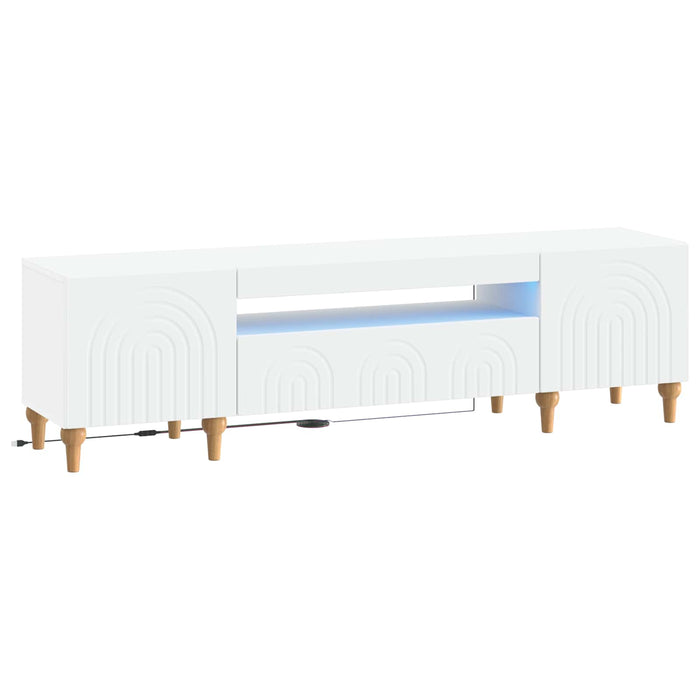 Cabinet TV cu LED Alb Lemn prelucrat WALTI