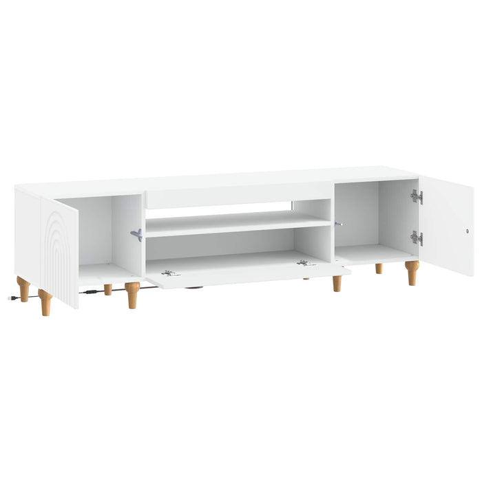 Cabinet TV cu LED Alb Lemn prelucrat WALTI