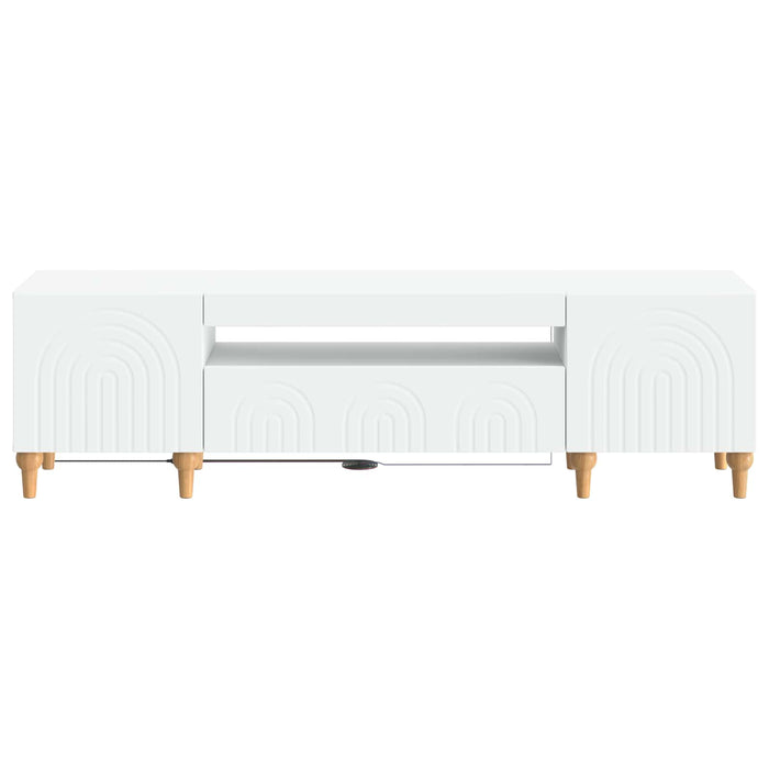 Cabinet TV cu LED Alb Lemn prelucrat WALTI