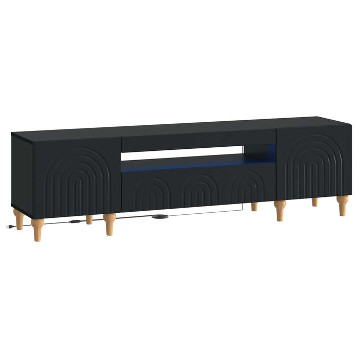 Cabinet TV cu LED Negru Lemn prelucrat WALTI