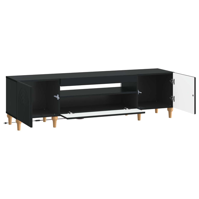 Cabinet TV cu LED Negru Lemn prelucrat WALTI