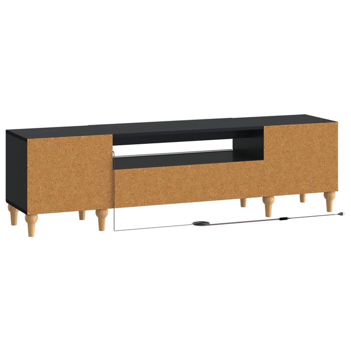 Cabinet TV cu LED Negru Lemn prelucrat WALTI