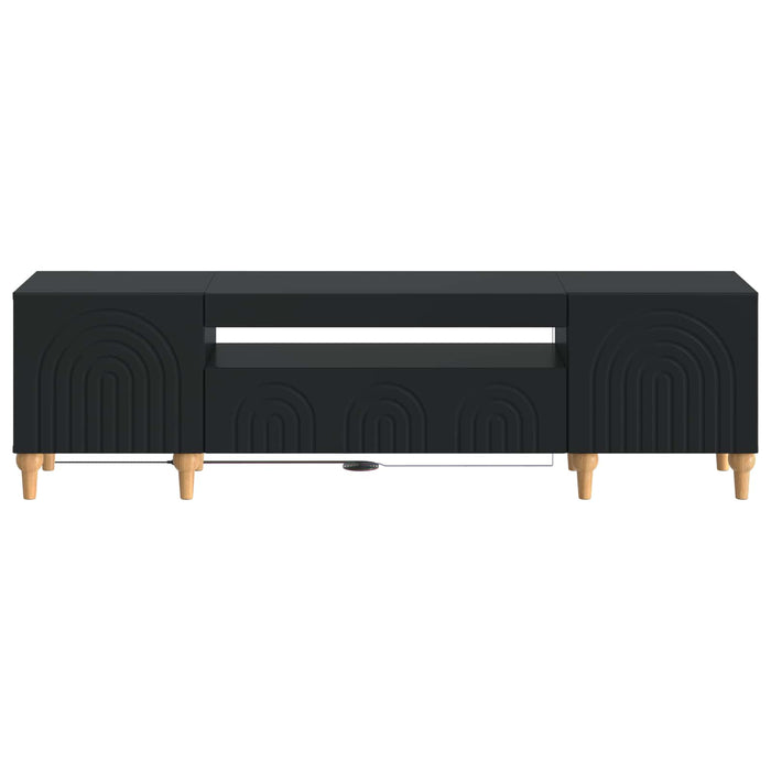 Cabinet TV cu LED Negru Lemn prelucrat WALTI