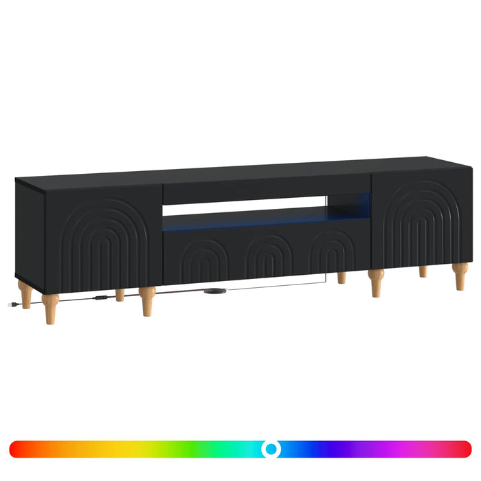 Cabinet TV cu LED Negru Lemn prelucrat WALTI