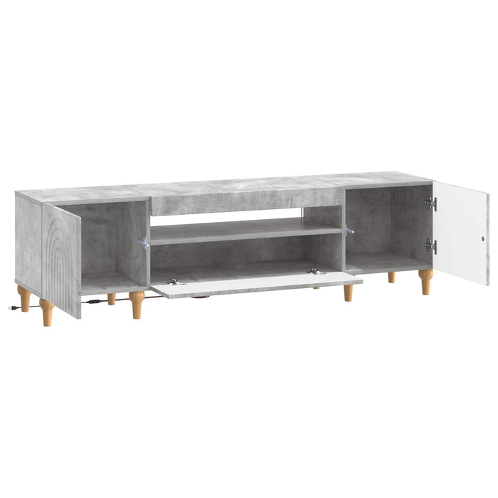 Cabinet TV cu LED Gri Beton Lemn prelucrat WALTI