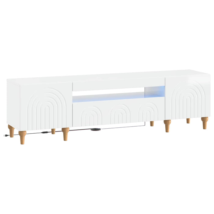 Cabinet TV cu LED Alb foarte lucios Lemn prelucrat WALTI