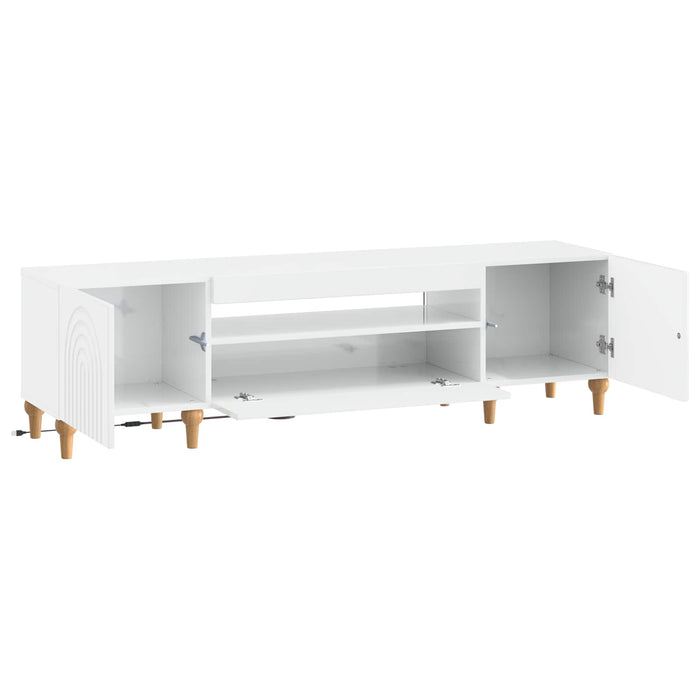 Cabinet TV cu LED Alb foarte lucios Lemn prelucrat WALTI
