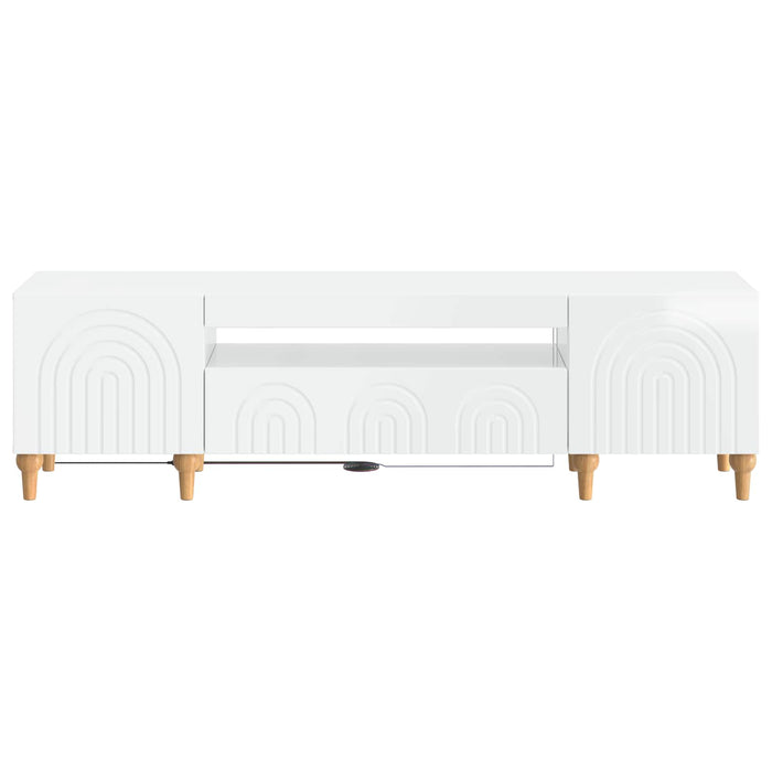 Cabinet TV cu LED Alb foarte lucios Lemn prelucrat WALTI