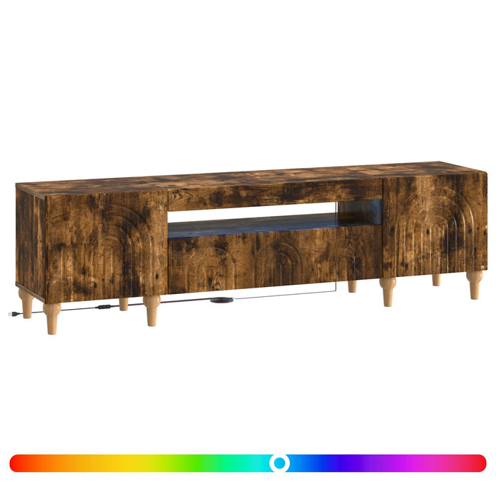 Cabinet TV cu LED Stejar fumuriu Lemn prelucrat WALTI