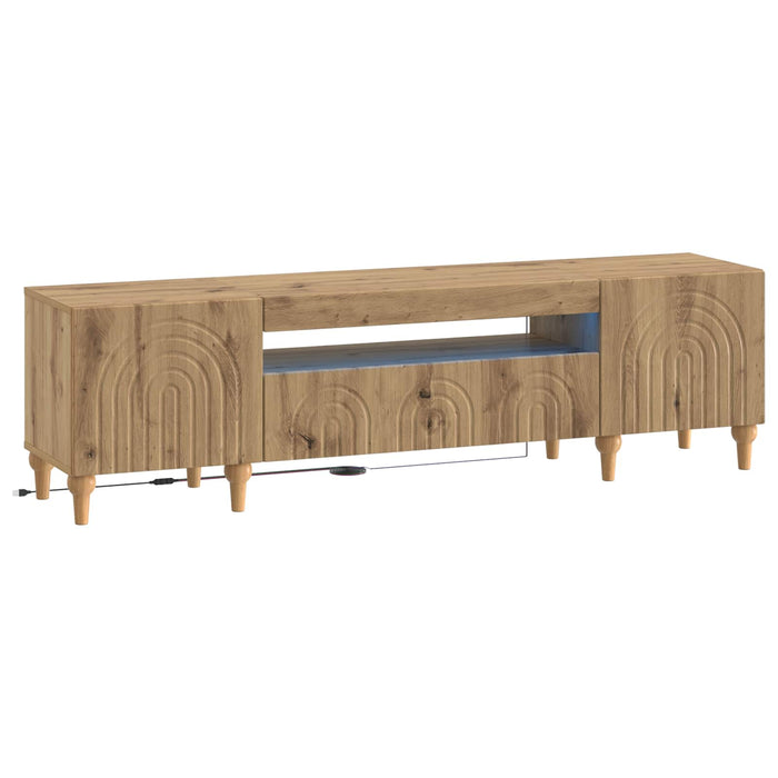 Cabinet TV cu LED Stejar Artizanal Lemn prelucrat WALTI
