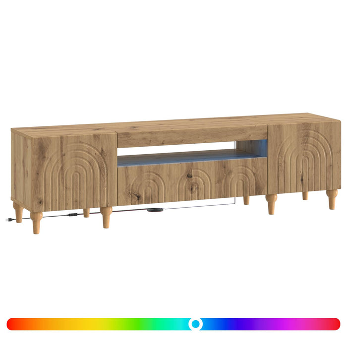 Cabinet TV cu LED Stejar Artizanal Lemn prelucrat WALTI