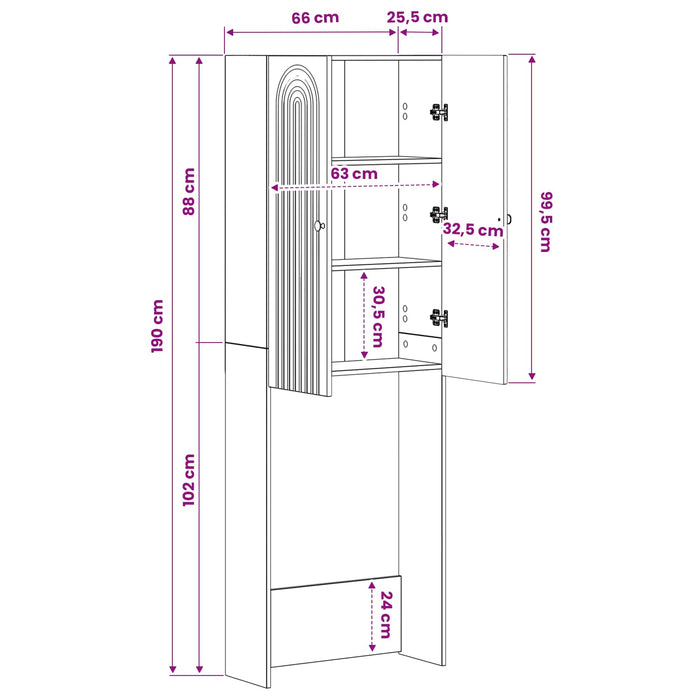 Dulap pentru toaletă ALKMAAR Stejar Sonoma 66 x 25,5 x 190 cm WALTI