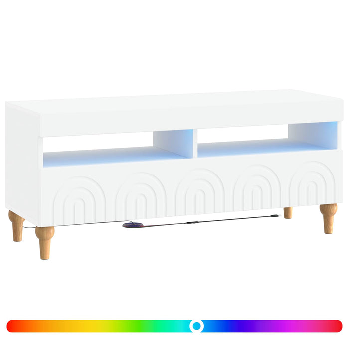 Cabinet TV cu LED Alb Lemn prelucrat WALTI