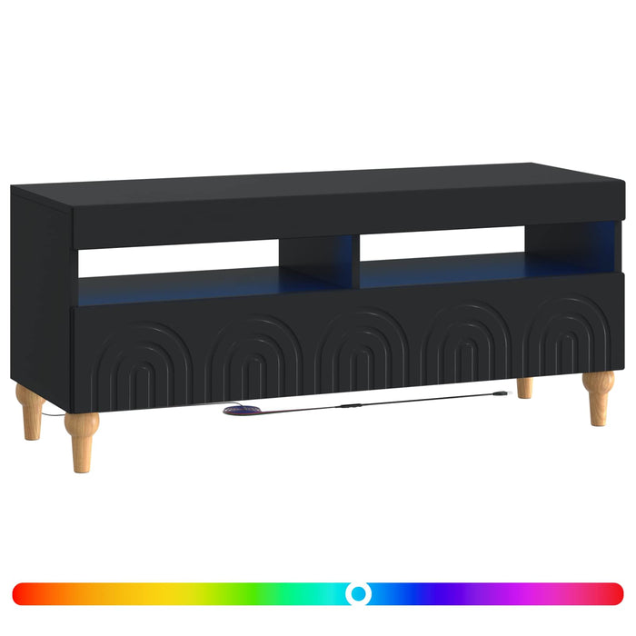 Cabinet TV cu LED Negru Lemn prelucrat WALTI