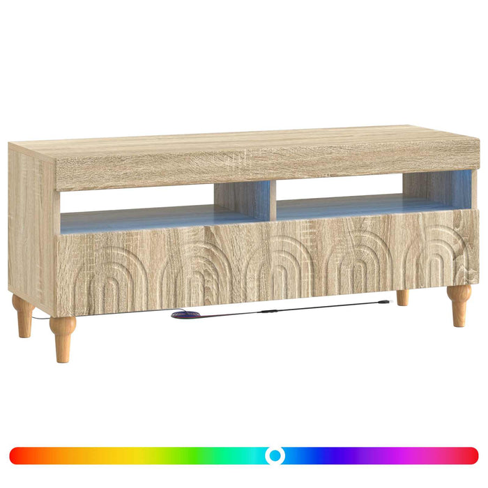 Cabinet TV cu LED Stejar Sonoma Lemn prelucrat WALTI