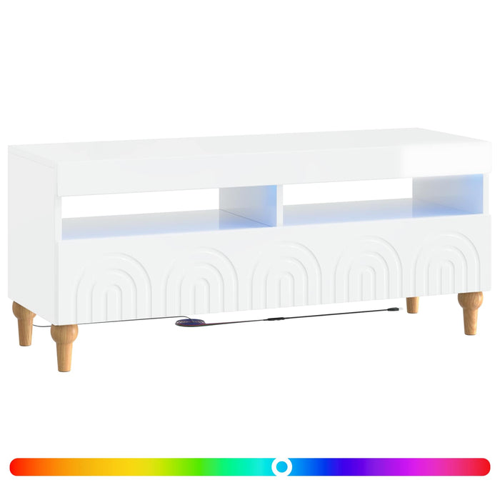 Cabinet TV cu LED Alb foarte lucios Lemn prelucrat WALTI