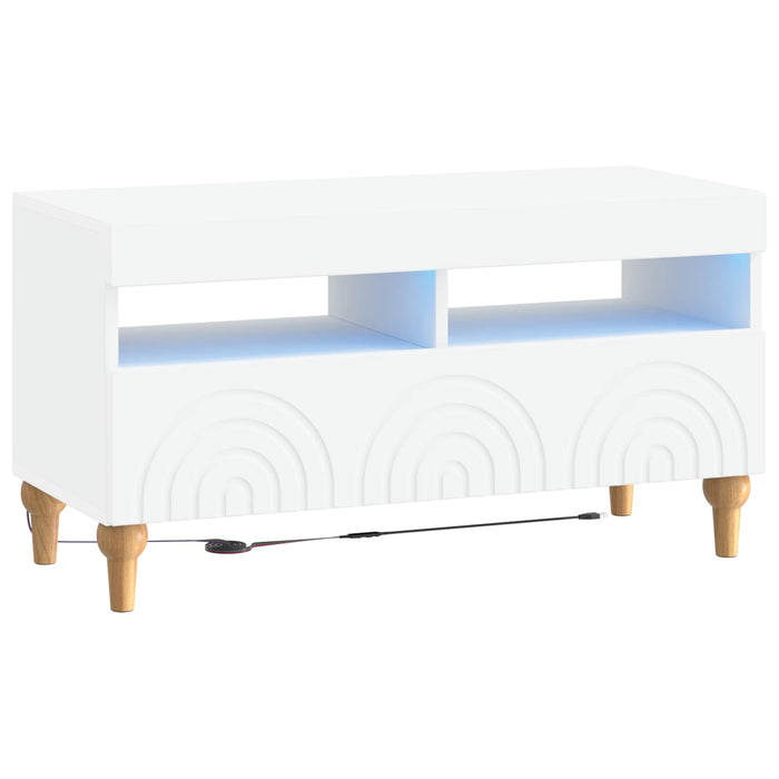 Cabinet TV cu LED Alb Lemn prelucrat WALTI