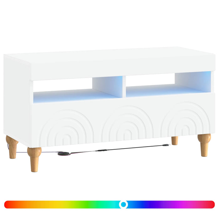 Cabinet TV cu LED Alb Lemn prelucrat WALTI