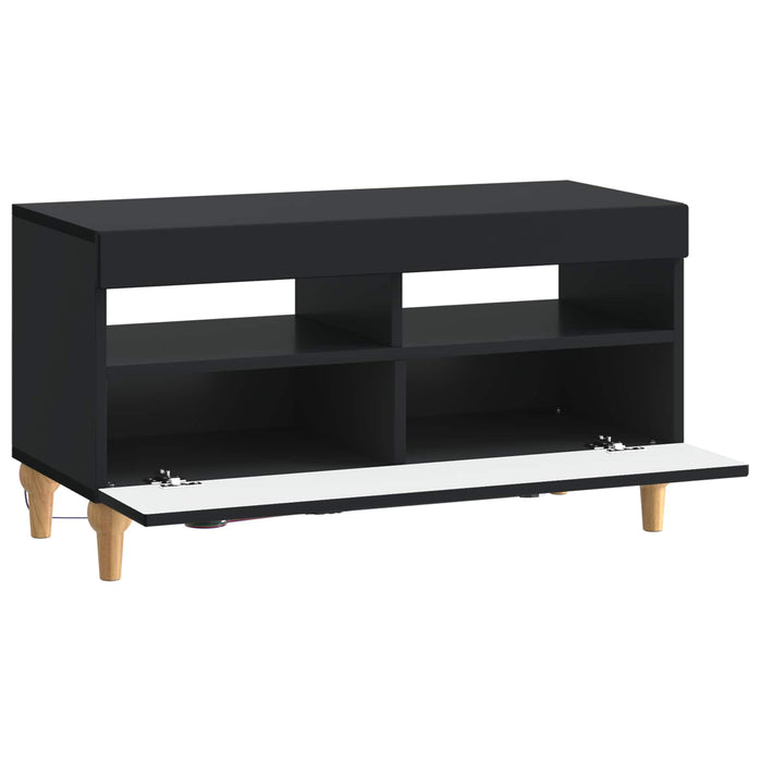 Cabinet TV cu LED Negru Lemn prelucrat WALTI