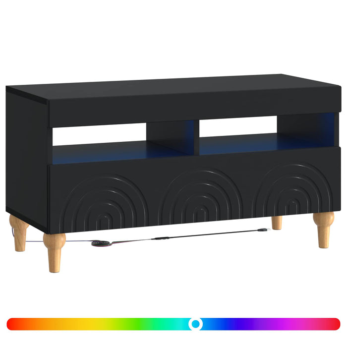 Cabinet TV cu LED Negru Lemn prelucrat WALTI