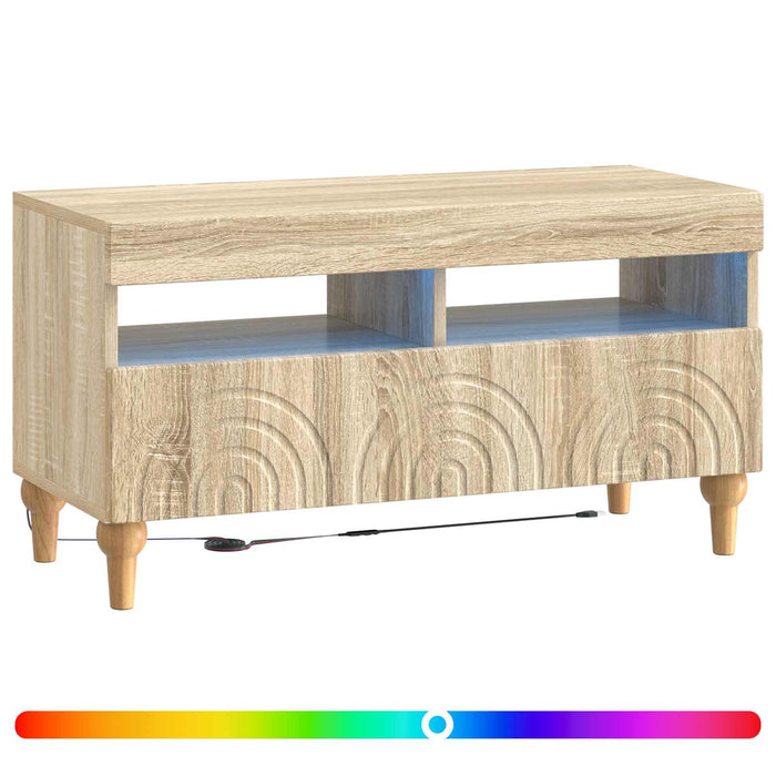Cabinet TV cu LED Stejar Sonoma Lemn prelucrat WALTI