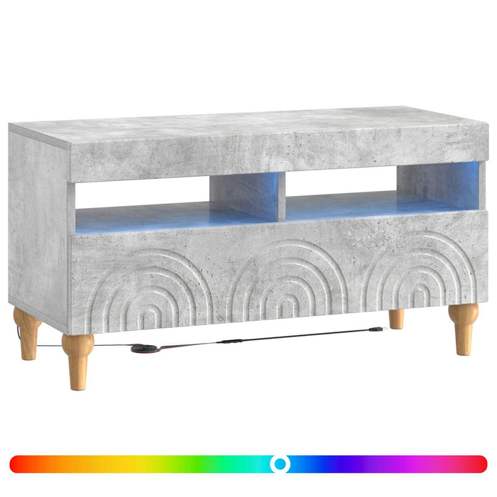 Cabinet TV cu LED Gri Beton Lemn prelucrat WALTI