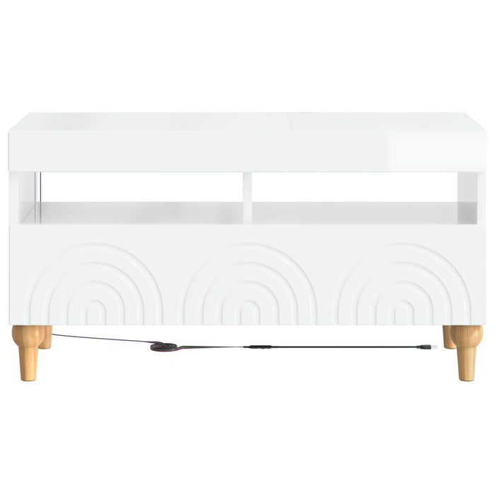 Cabinet TV cu LED Alb foarte lucios Lemn prelucrat WALTI