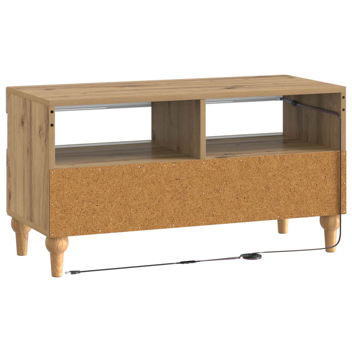 Cabinet TV cu LED Stejar Artizanal Lemn prelucrat WALTI