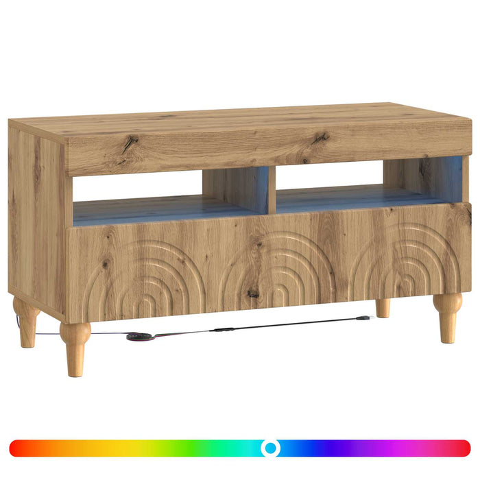 Cabinet TV cu LED Stejar Artizanal Lemn prelucrat WALTI