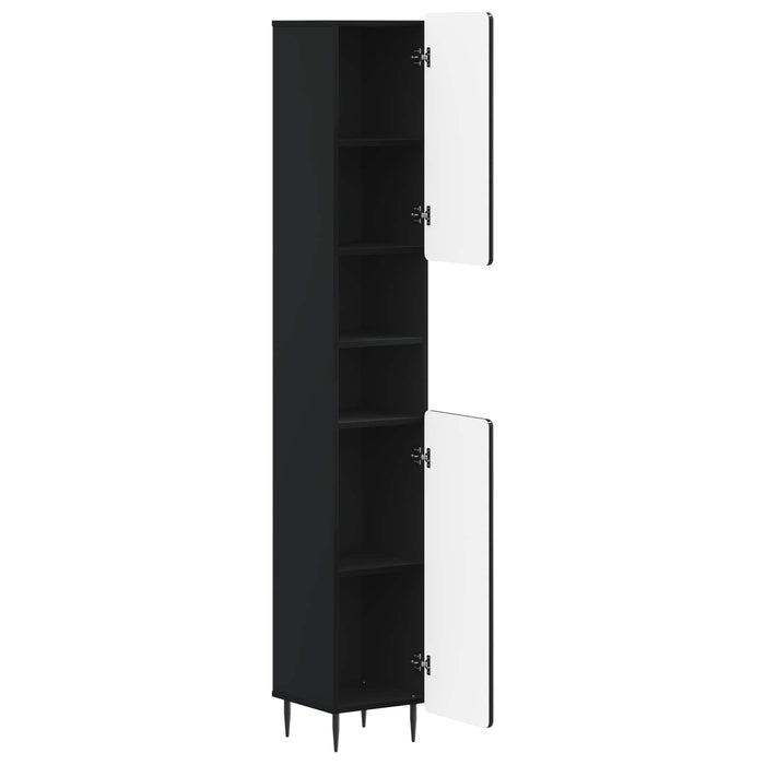 Cabinet de Baie cu Raft Deschis ZWOLLE Negru 30 x 31 x 189,5 cm WALTI