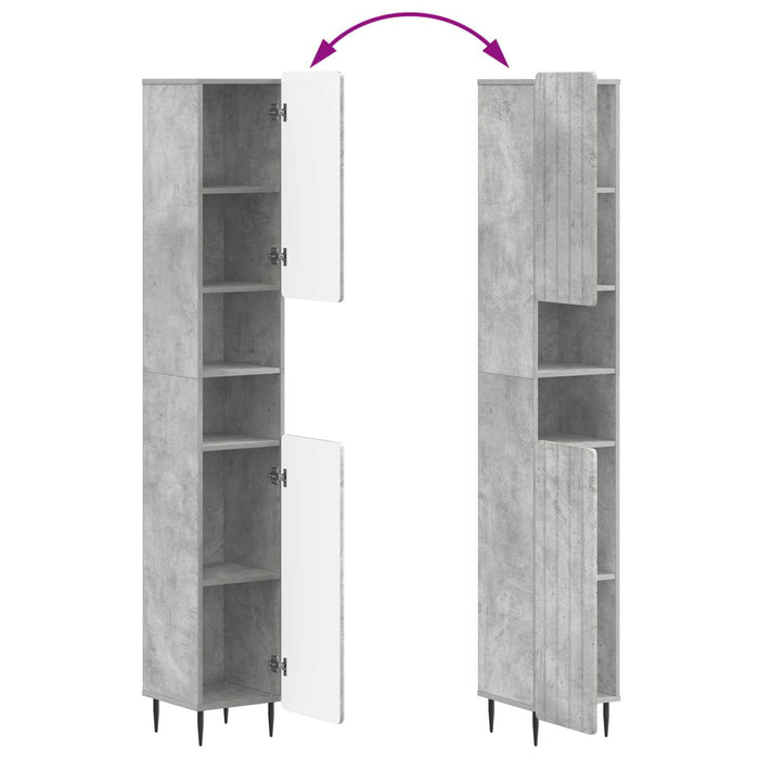 Cabinet de Baie cu Raft Deschis ZWOLLE Gri Beton WALTI